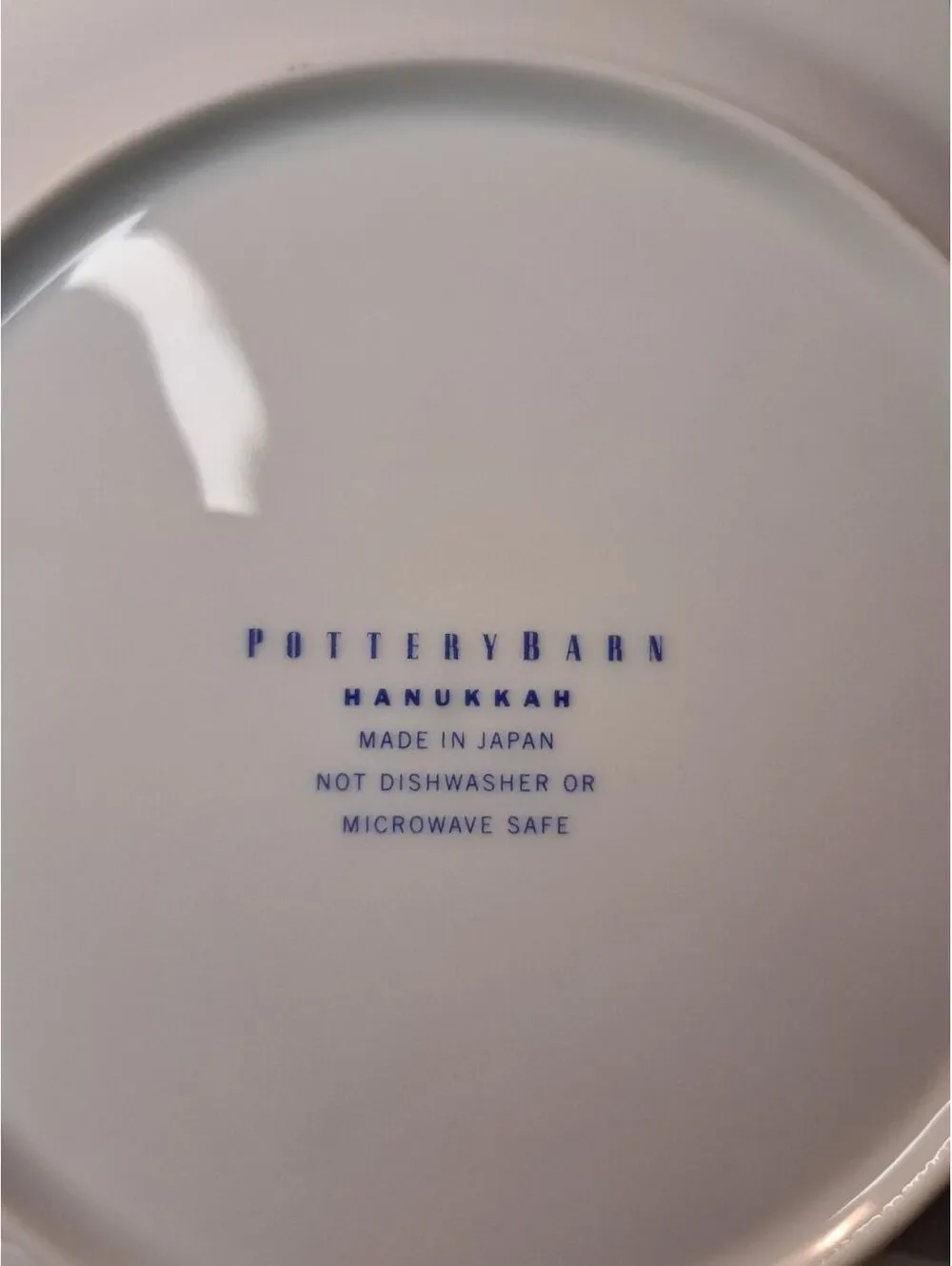Vintage Pottery Barn Set of 7 Hanukkah Salad Plates Blue/Silver Pattern 8.5